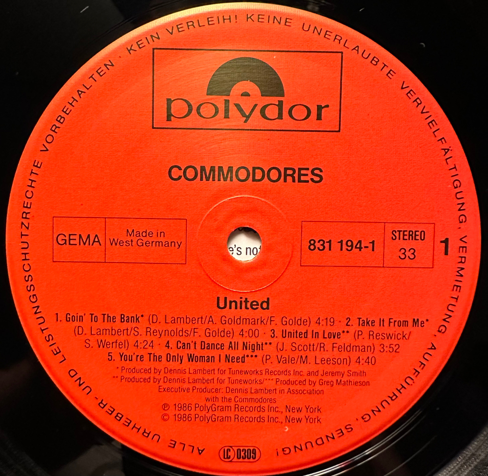 Commodores - United (Германия 1986г.)