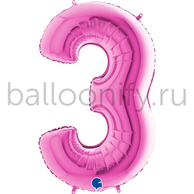 Шар ЦИФРА 3 Pink 40" 102 см