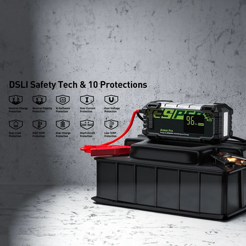 Устройство пусковое портативное бустер Yesper 66666 mAh 240 Wh 2500A Model: Armor Pro