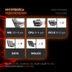 Блок питания ATX ТЕСЛА (TESLA) C800, 800W, 80+, Bulk, 1x4+4pin, 2x6+2PIN, 4xSATA, 2xMOLEX (TS-C800)