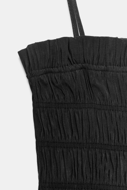 ZARA ТОП НА БРЕТЕЛЯХ СО СБОРКАМИ, ЧЕРНЫЙ