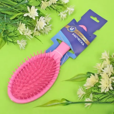 Расческа массажная «Lady Brush», форма овальная, цвет фуксия, 22,5*7см (блистер Ultramarine)