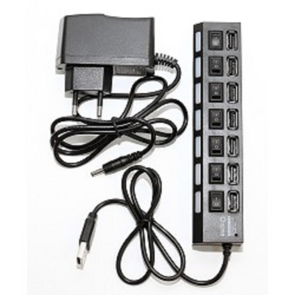 USB-хаб (концентратор) 5bites HB27-203PBK Концентратор 7*USB2.0 / БП 5В-2А / 1M / BLACK