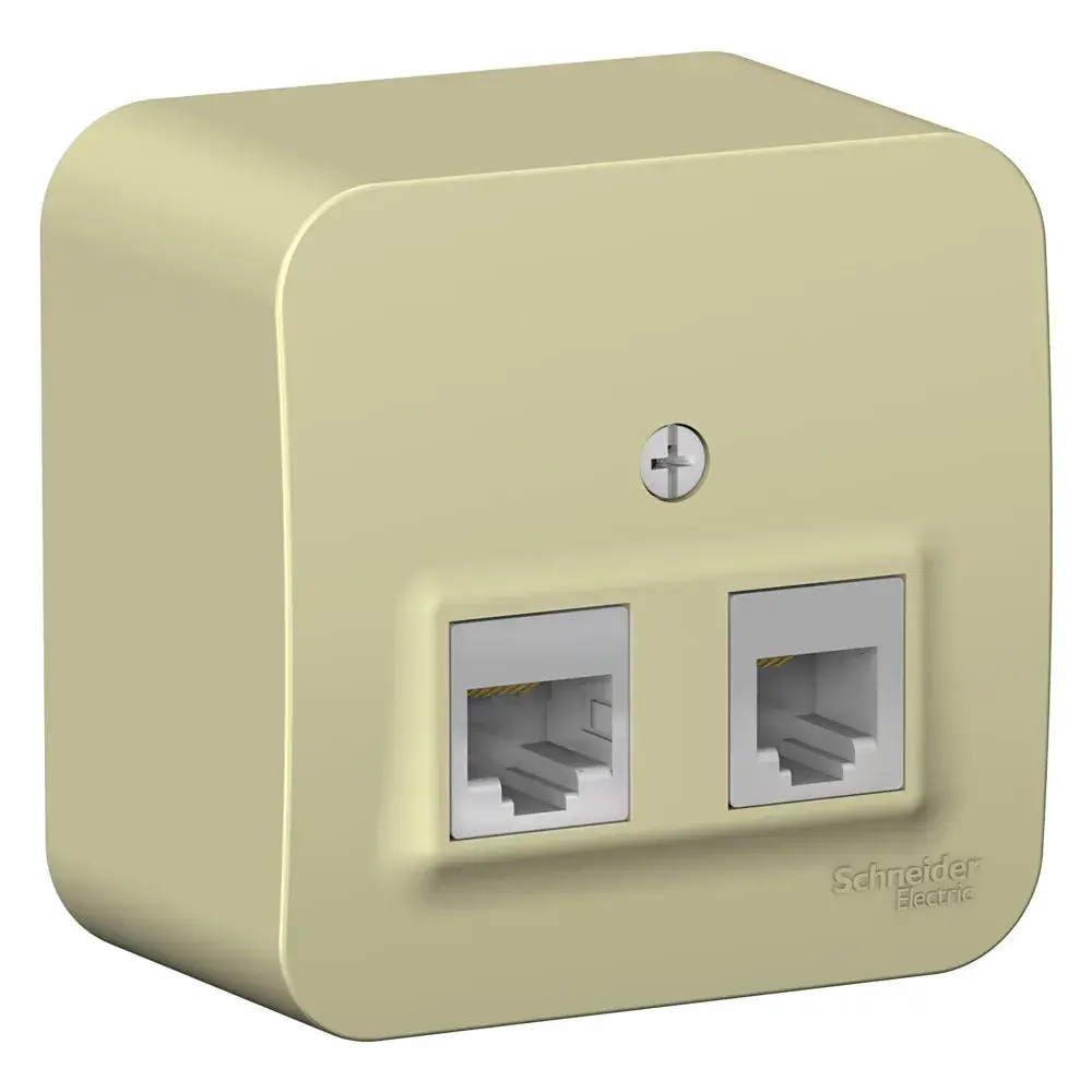 BLANCA О/У РОЗЕТКА двойная: комп.RJ45, кат.5E + телеф. RJ11, ИЗОЛ.ПЛ., БЕЖЕВЫЙ