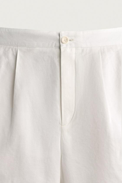 ZARA ШОРТЫ REGULAR FIT С ХЛЯСТИКАМИ, БЕЛЫЙ