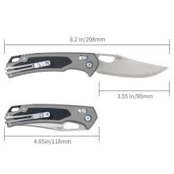 Нож складной SRM 9203-AK Retriever Beadblast (140Cr Laminated, Grey Aluminum/Black G10)