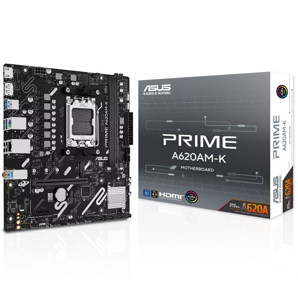 Материнская плата ASUS PRIME A620AM-K, AM5/AMD A620/2xDDR5/PCI-Ex16/M.2/SB7.1/GLAN/DP/HDMI/mATX (90MB1GX0-M0EAY0)