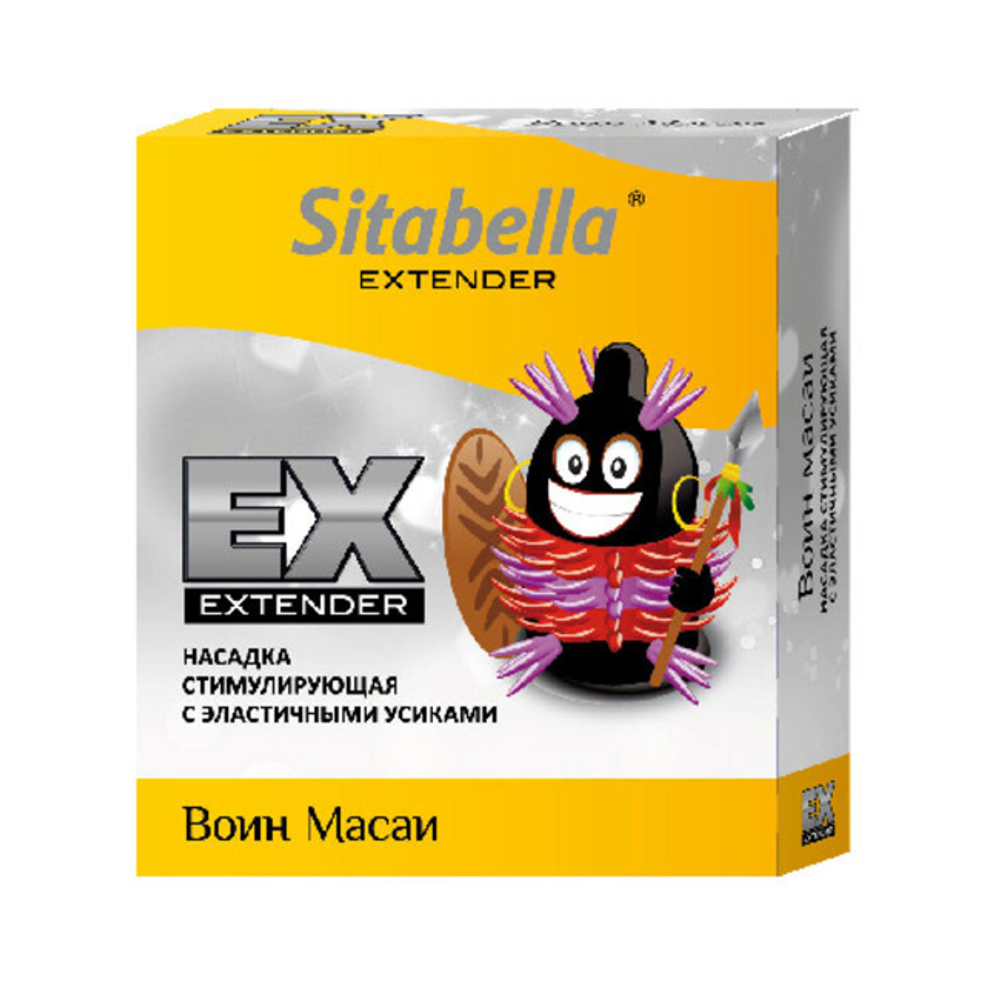 Стимулирующий презерватив-насадка с эластичными усиками Sitabella Extender "Воин Масаи" (Цвет: черный, красным , фиолетовый)
