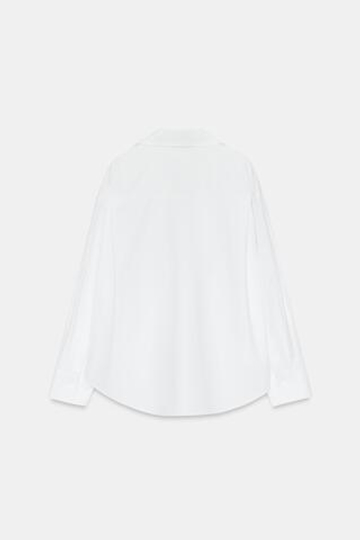ZARA БАЗОВАЯ РУБАШКА ИЗ ПОПЛИНА, БЕЛЫЙ