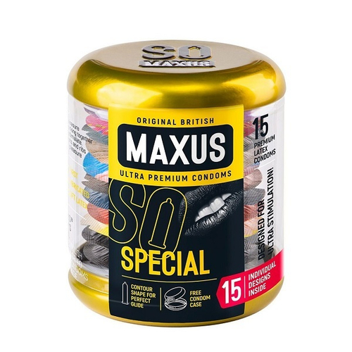Презервативы с точками и рёбрами в кейсе Maxus Special 15шт