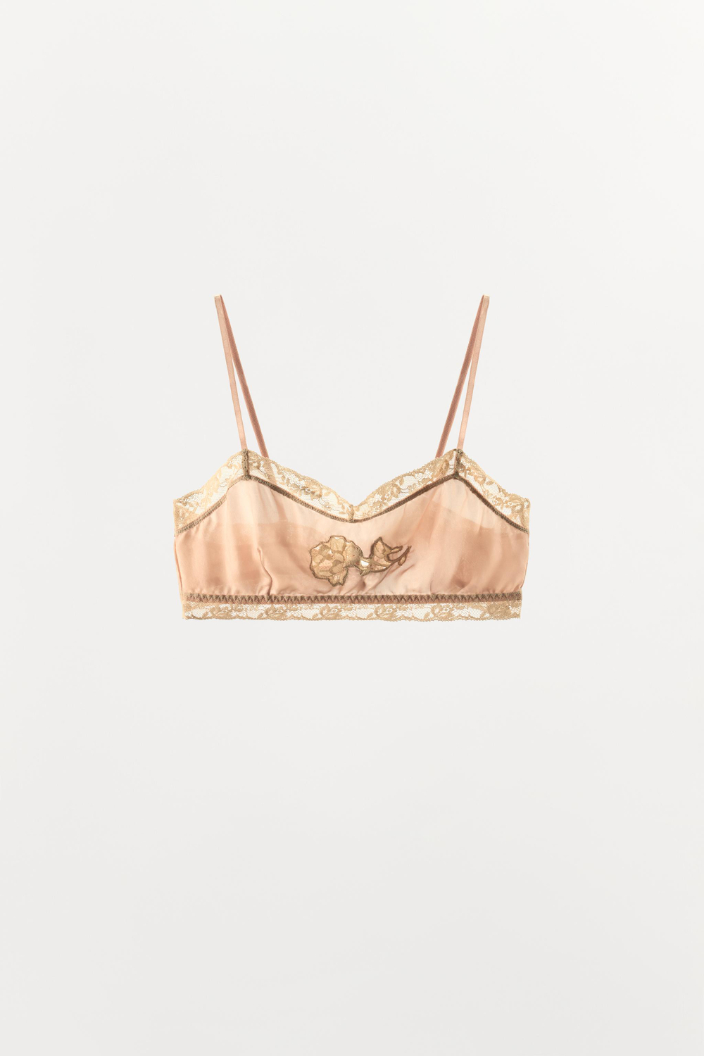 БЮСТГАЛЬТЕР ИЗ 100% ШЕЛКА С ВЫШИВКОЙ И КРУЖЕВОМ — ZARA