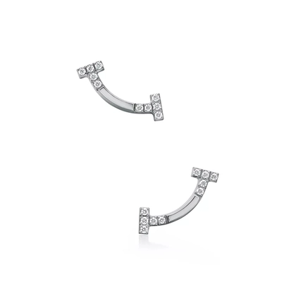 Серьги из белого золота 18k с бриллиантами, Tiffany 💎 T smile New