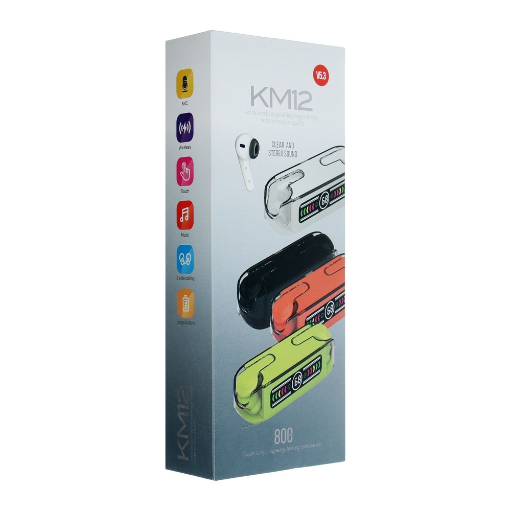 Наушники беспроводные KM12, Bluetooth 5.0, складные, сенсорное управление,чёрные
