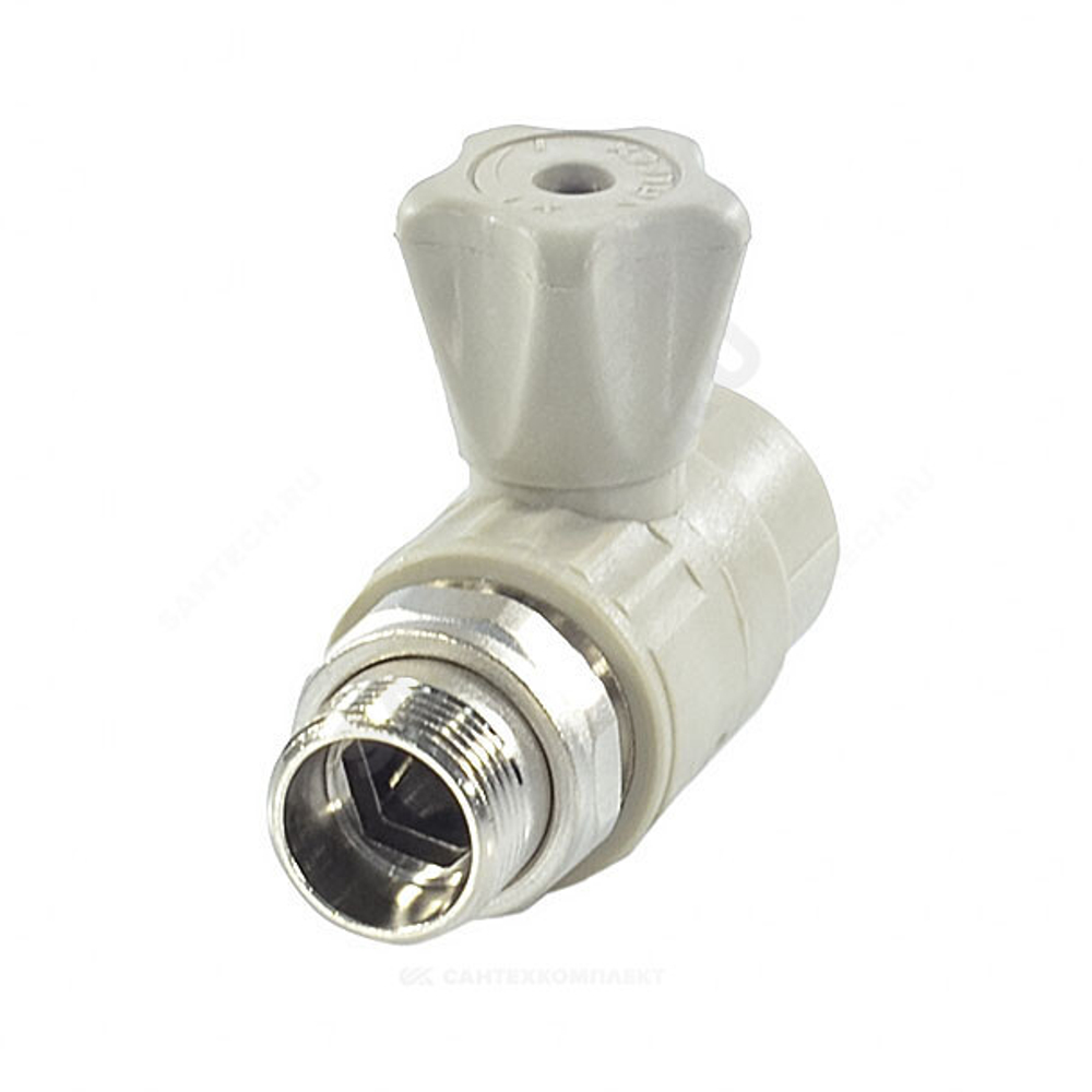 Кран шаровой PP-R серый Дн 20х1/2" НР прямой для радиатора VALFEX 10149020Г
