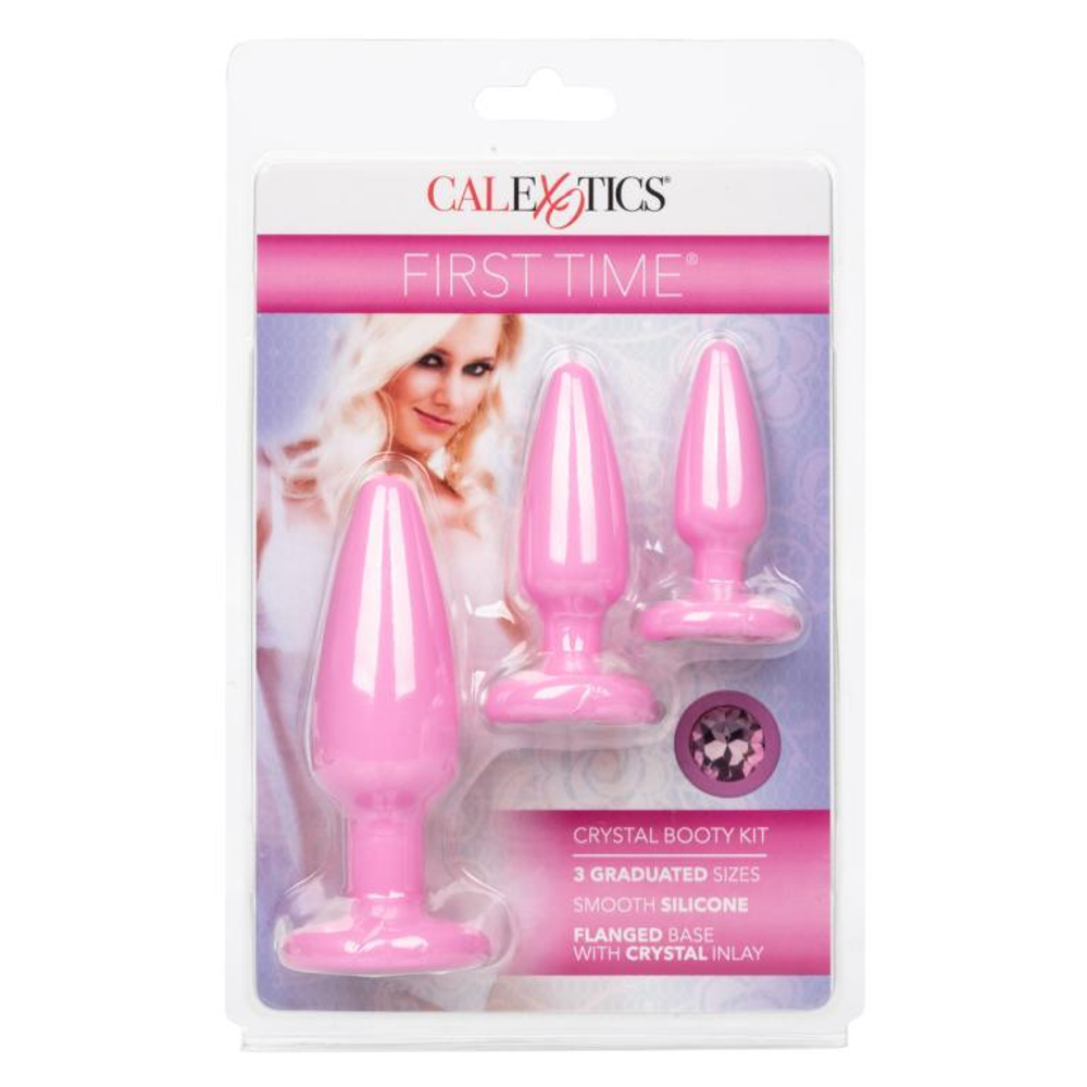 Набор из 3 розовых анальных пробок Crystal Booty Kit (Цвет: розовый)