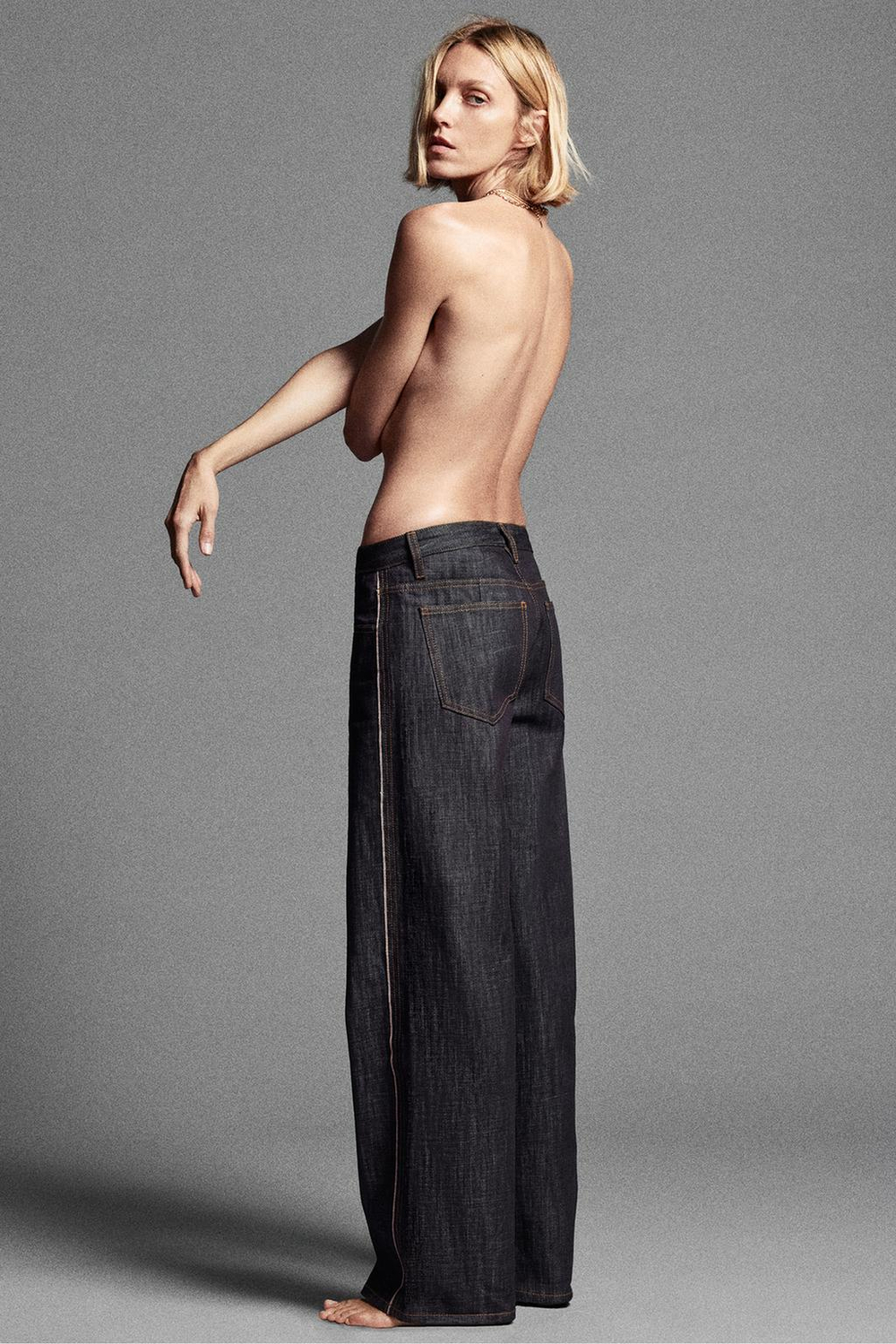 ZARA ДЖИНСЫ СЕЛВИДЖ ПРЯМОГО КРОЯ СО СРЕДНЕЙ ПОСАДКОЙ — ZW COLLECTION, СИНИЙ