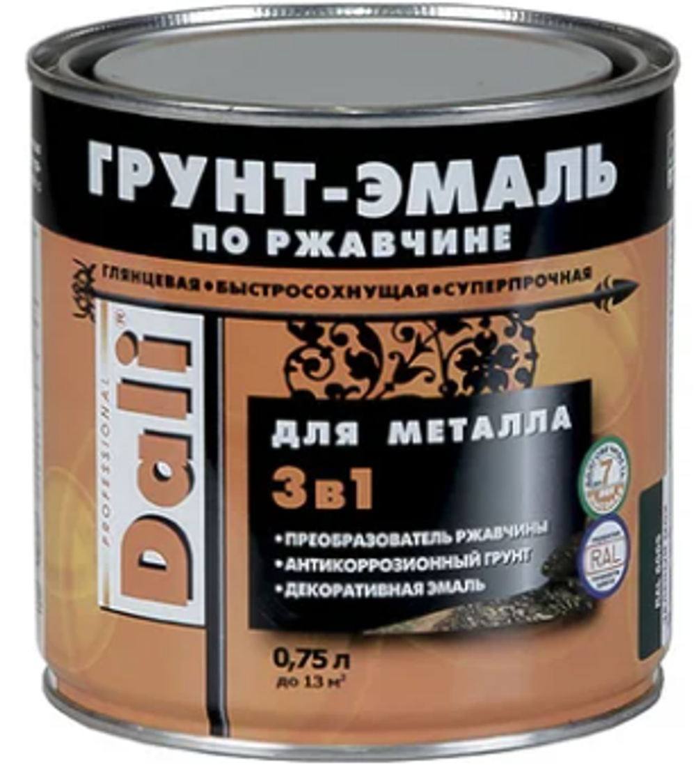 Грунт-эмаль по ржавчине Dali 3 в 1 зеленая RAL 6029 2 л