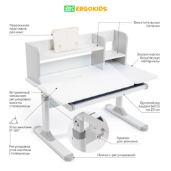 Растущая парта Ergokids Argo-2
