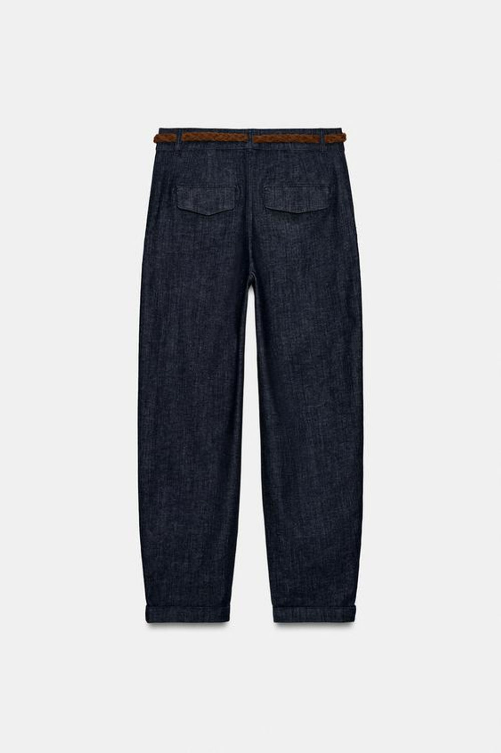 ZARA БРЮКИ ЧИНОС С ПЛЕТЕНЫМ РЕМНЕМ, ИНДИГО