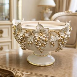 Lenardi 228-085 Фруктовница на ножке 53см. Виноград в под.уп.(х1) Фарфор
