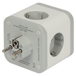 Разветвитель электрический ЭРА CUBE-3es-USB-W на 3 розетки с заземлением и выключателем + 4 USBA+C со шторками 16А белый | Тройники