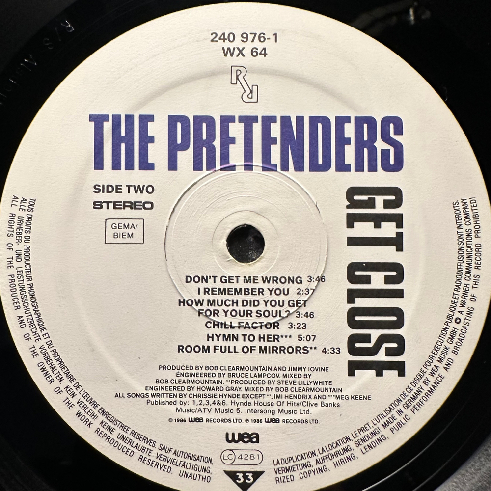 The Pretenders- Get Close (Германия 1986г.)