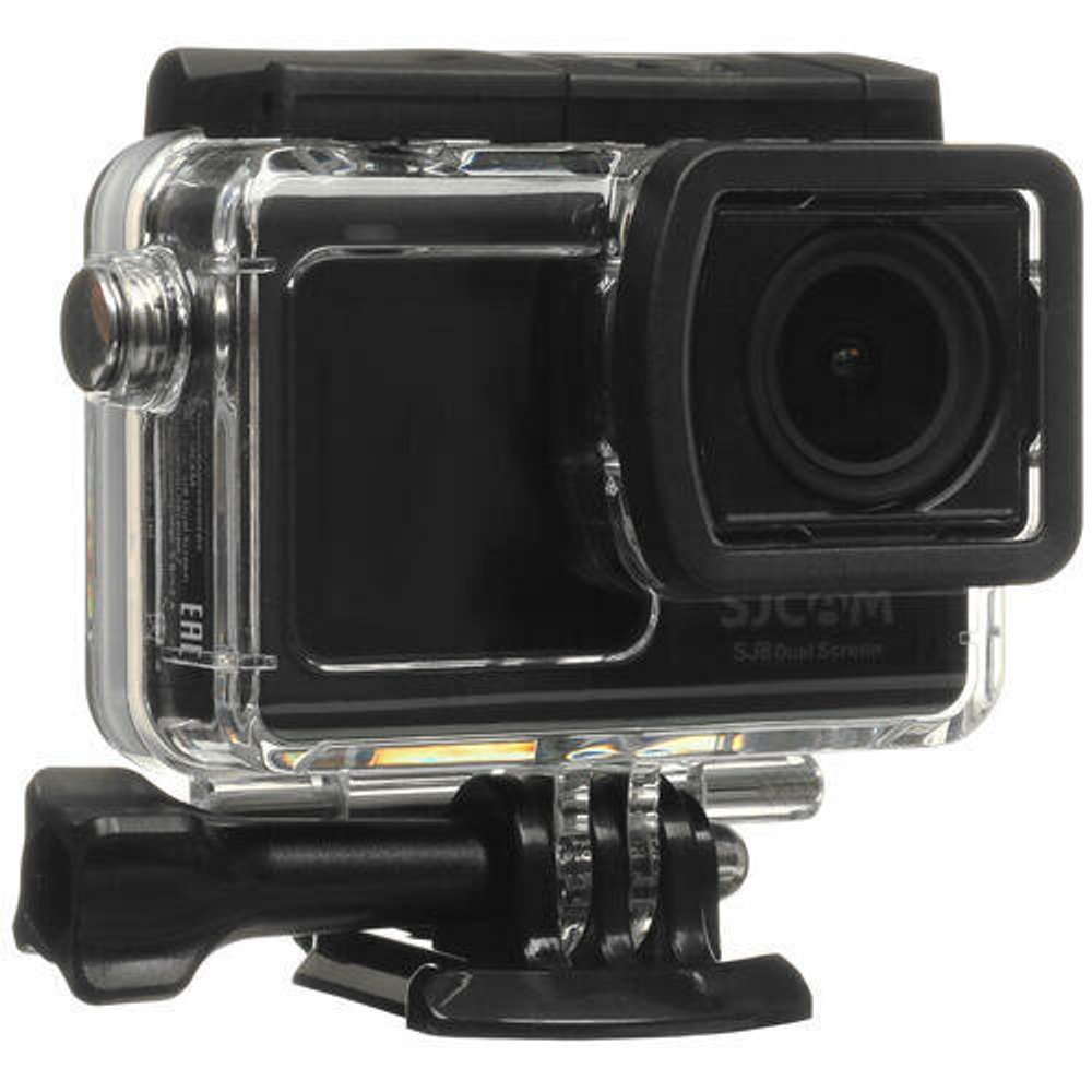 Экшн камера SJCam SJ8 Dual Screen черная с креплением, цифровым стабилизатором, водонепроницаемая 4K Ultra HD на шлем, голову, грудь, велосипед