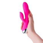 Розовый силиконовый вибратор 19см с клиторальным стимулятором ToyFa Lia L'Eroina 561007
