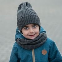 Шапка тыква из смесовой шерсти однослойная с отворотом "Графит меланж"