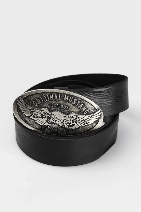Ремень взрослый MUSTANG Leather belt in 40 mm with buckle in polished silver