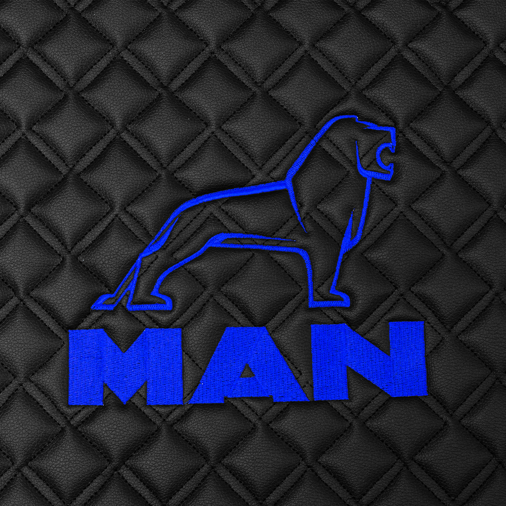 Ковры MAN TGA (автомат, механика), (экокожа, черный, синий кант, синяя вышивка)