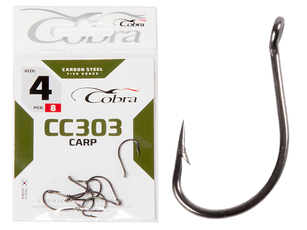 Крючки Cobra CARP CC303 №4, 8 шт.