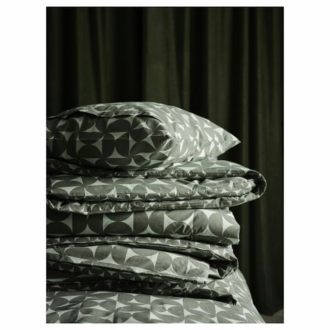 Комплект постельного белья IKEA ANGSNEJLIKA (ЭНГСНЕЙЛИКА), Односпальный, Серо-зеленый, 150x200, 50x80 см