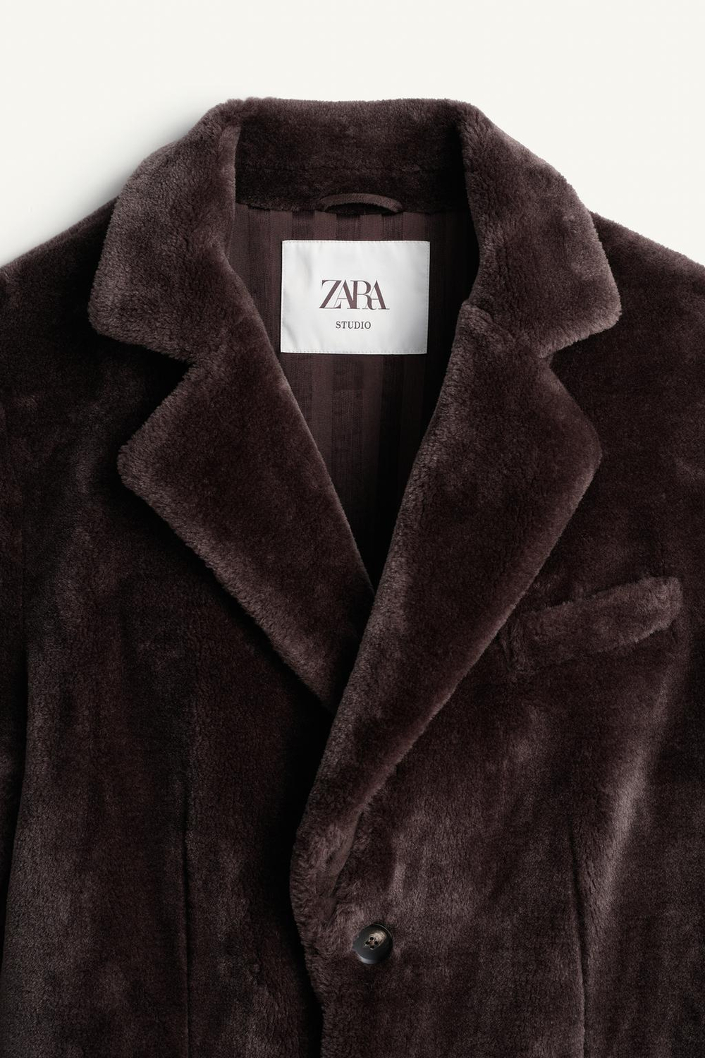 ZARA ПАЛЬТО ИЗ ИСКУССТВЕННОГО МЕХА СВОБОДНОГО КРОЯ, ТЕМНО-КОРИЧНЕВЫЙ