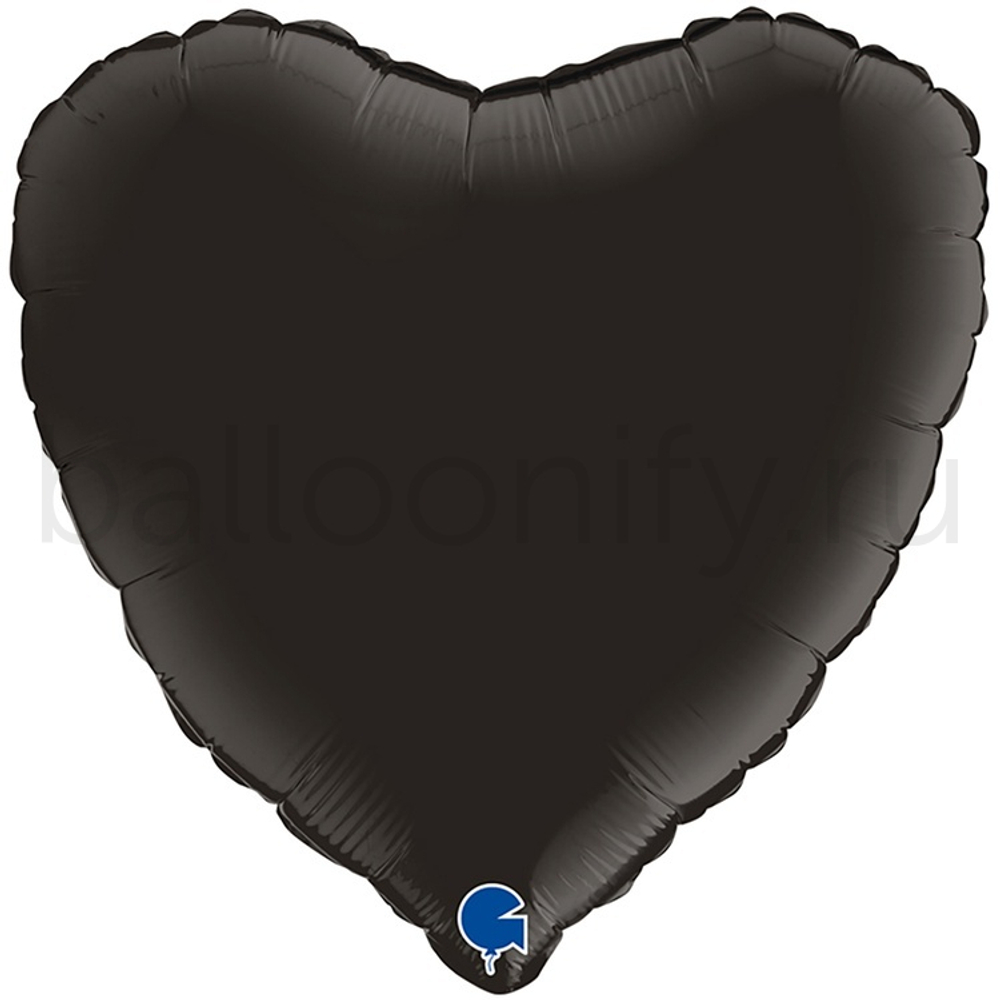 Фольгированная фигура, сердце, 18"/46СМ Сатин Fume Black