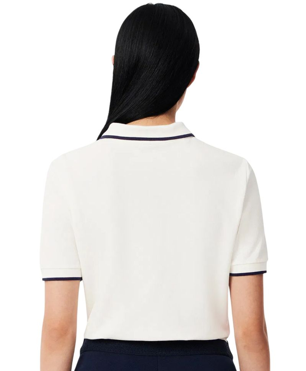 Женское поло Lacoste Regular Fit Tennis Heat Regulating - white/navy blue