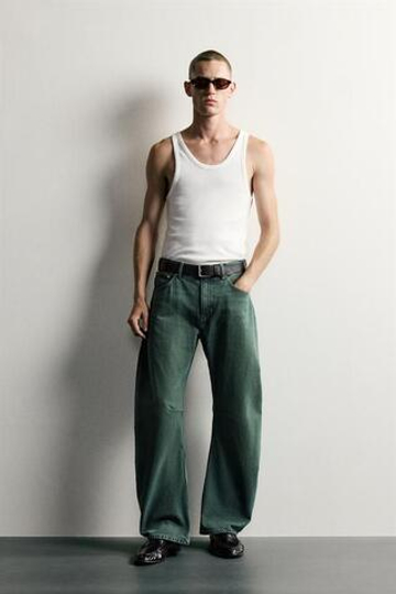 ZARA ДЖИНСЫ STRAIGHT BARREL, ЗЕЛЕНЫЙ