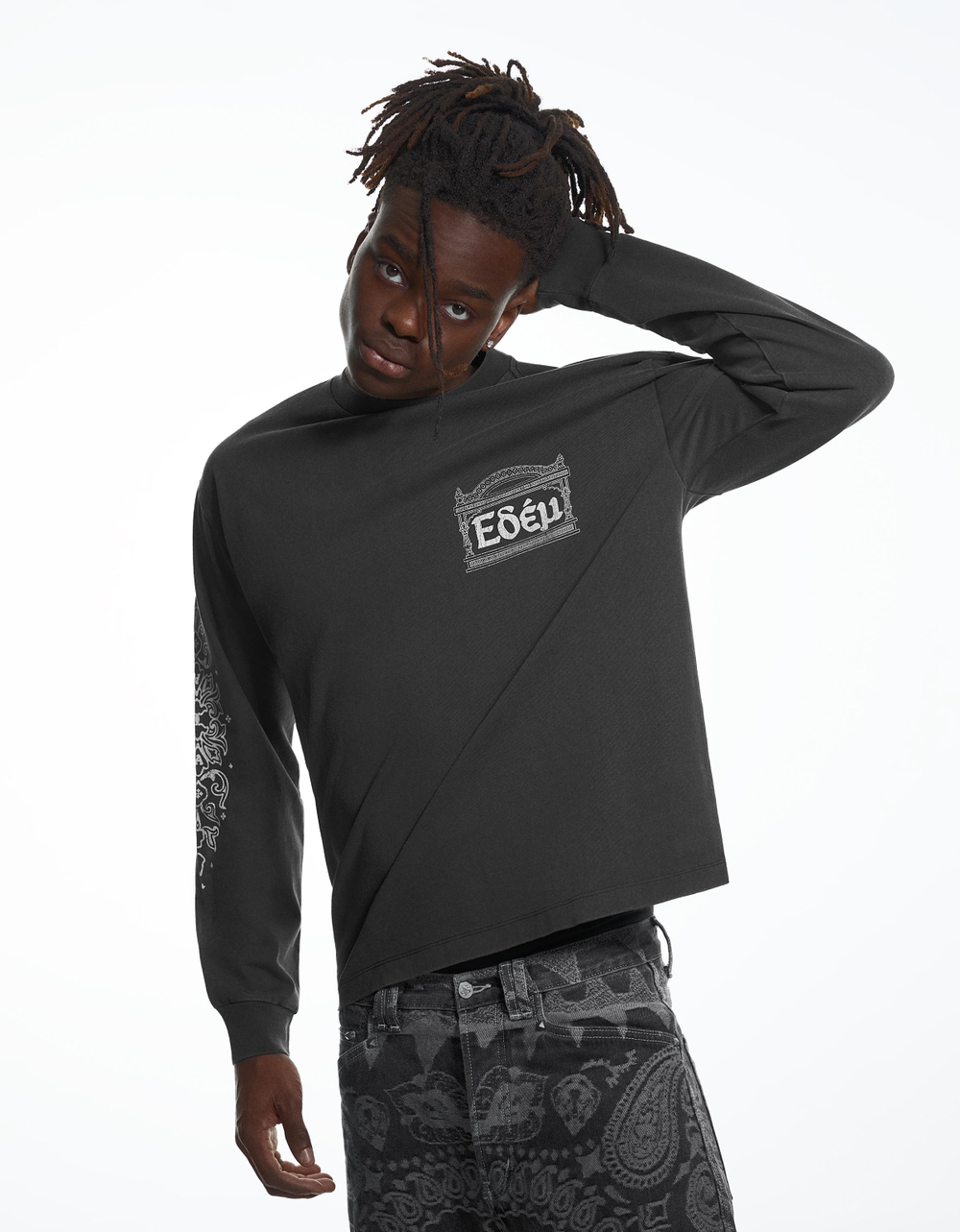 Женский лонгслив с эффектом потертости ARIES X BERSHKA - BERSHKA