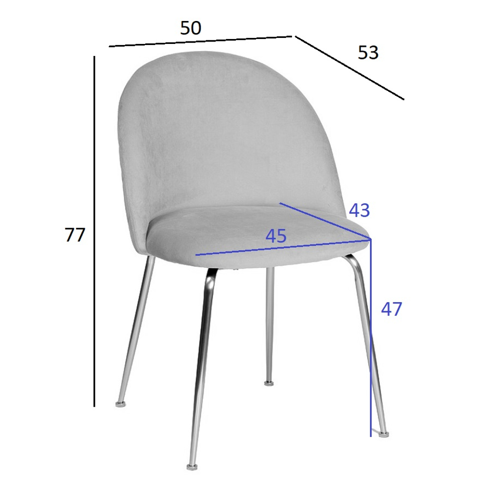 Стул Garda Decor велюр пепельно-розовый, мет.ножки 50*53*77 см
