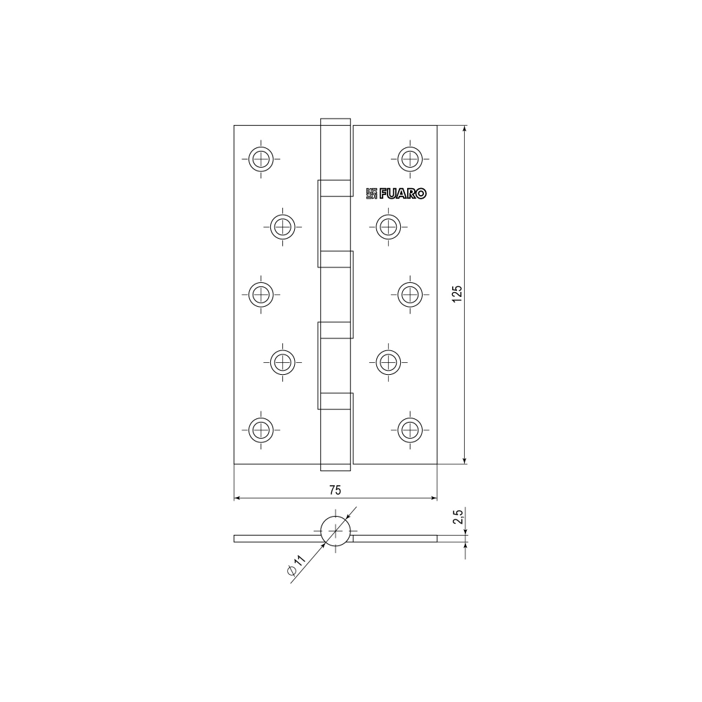 Петля универсальная IN5400U-BL SN (4BB/BL 125x75x2,5) мат. никель БЛИСТЕР