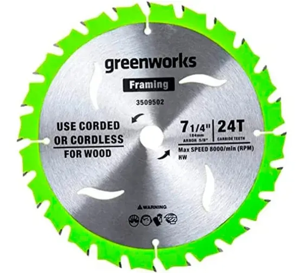 Диск по дереву ?184 мм 24T для пилы 1500907 Greenworks