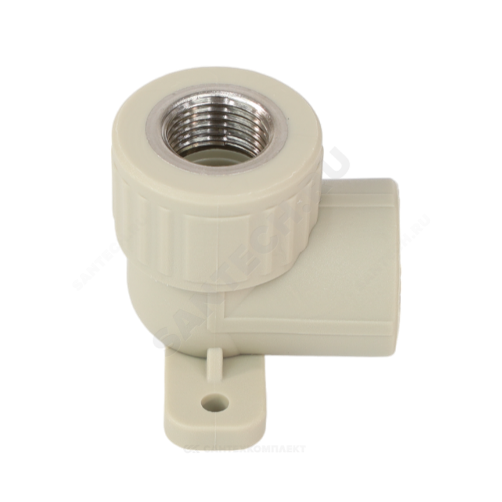 Угольник PP-R комбинированный серый Дн 20х1/2" ВР с креплением VALFEX 10120020Г