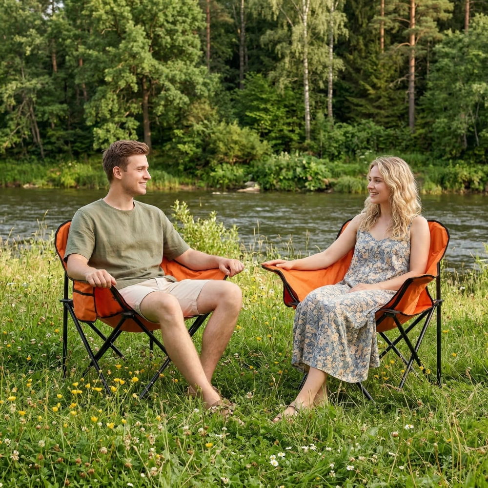 Кресло складное до 100 кг TJ-2000, 60*46*70 см, цвет: оранжевый