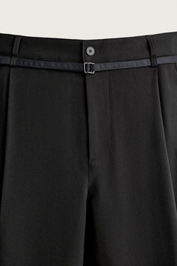 ZARA БРЮКИ BALLOON FIT С РЕМНЕМ И ЗАЩИПАМИ, ЧЕРНЫЙ