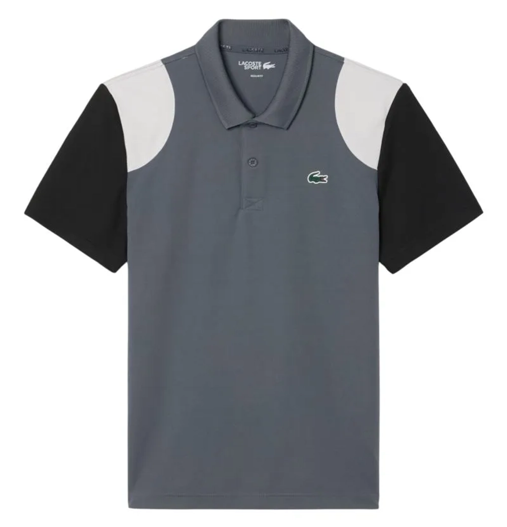 Теннисное поло Lacoste Ultra Dry Colour-Block Sport - grey/black