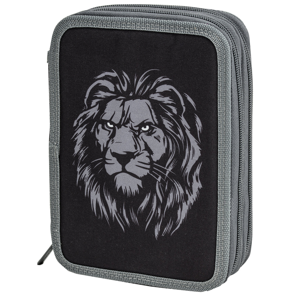 Пенал BRAUBERG, 2 отделения, полиэстер, 21х14 см, Savage lion, 272331