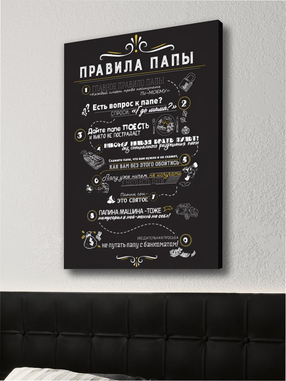 Картина Правила папы модульная 50x70см 1шт.