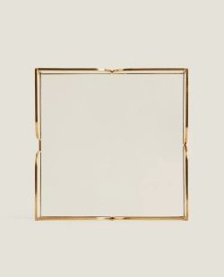 ZARA HOME СТЕКЛЯННЫЙ ДЕРЖАТЕЛЬ ДЛЯ САЛФЕТОК С МЕТАЛЛИЧЕСКОЙ ОТДЕЛКОЙ, ЗОЛОТОЙ