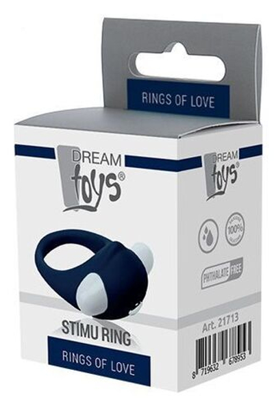 Гладкое синее эрекционное виброкольцо STIMU RING (Цвет: синий)