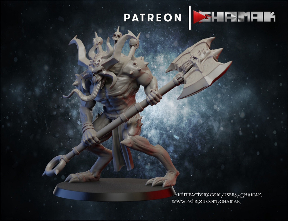 Grand Alliance Chaos Blades of Khorne Chaos Daemons Bloodletter Кровопускатель с секирой №2 миниатюра для dnd, днд, pathfinder, фентези, Настольная игра, НРИ, Варгейм, РПГ